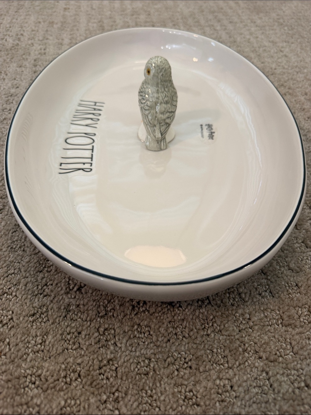 Rae Dunn Harry Potter White Ceramic Serving Platter with Hedwig Owl Accent - Picture 7 of 7